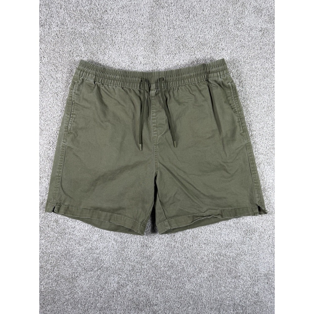 Forever 21 Men's Olive Green Elastic Waist Shorts with Drawstring, Size L